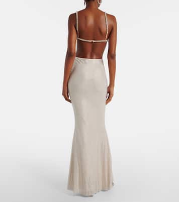 Maxirock aus Mesh mit Pailletten | Self-Portrait