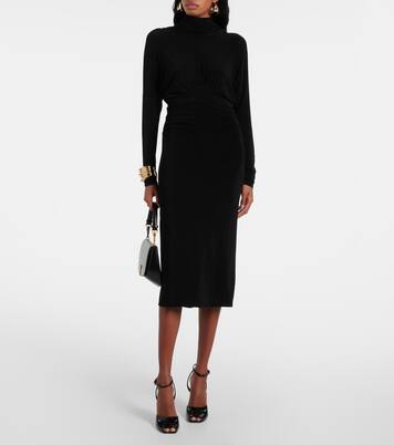 Vestido midi de punto con espalda drapeada | Saint Laurent