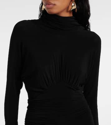 Vestido midi de punto con espalda drapeada | Saint Laurent