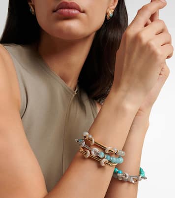 Chakra 18kt gold beaded bracelet with diamonds and rubies | Ananya