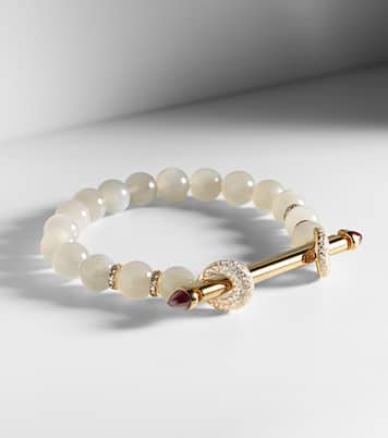 Chakra 18kt gold beaded bracelet with diamonds and rubies | Ananya