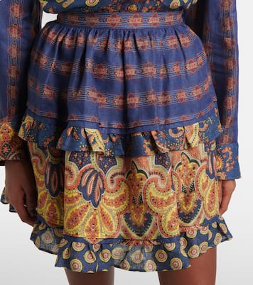 Voyage Imaginaire tiered linen miniskirt | Valentino