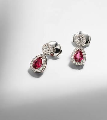 Classics 18kt white gold drop earrings with rubies and diamonds | Bucherer Fine Jewellery