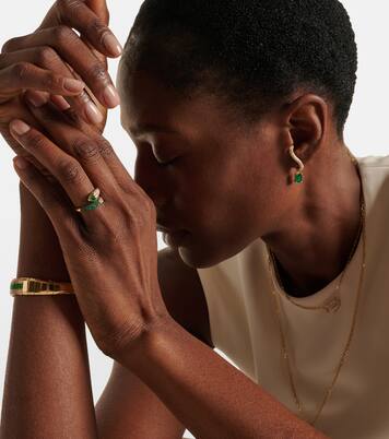 Bague Mixed Bypass en or 18 ct, diamants et émeraudes | Shay Jewelry