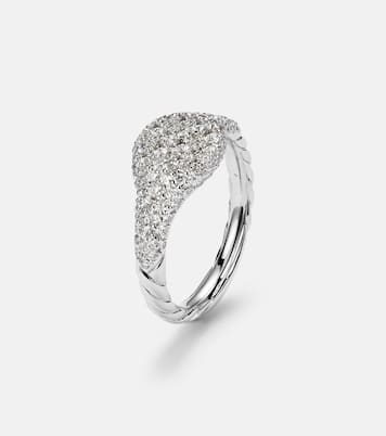 18kt white gold pinky ring with diamonds | David Yurman