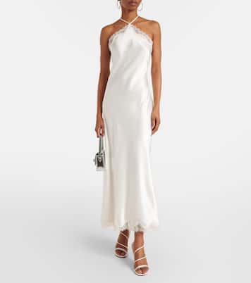 Bridal Harlan lace-trimmed satin slip dress | Rixo