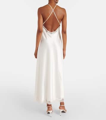 Bridal Harlan lace-trimmed satin slip dress | Rixo