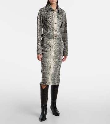 Bronte snake-print cropped denim jacket | Gabriela Hearst