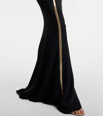 Abito lungo in crêpe con perline | Costarellos