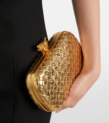 Knot Intreccio metallic leather clutch | Bottega Veneta
