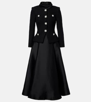 Midikleid aus Bouclé und Taft | Self-Portrait