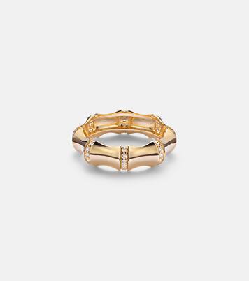 Bamboo Resort 14kt gold (585/1000) ring with diamonds | Stone and Strand
