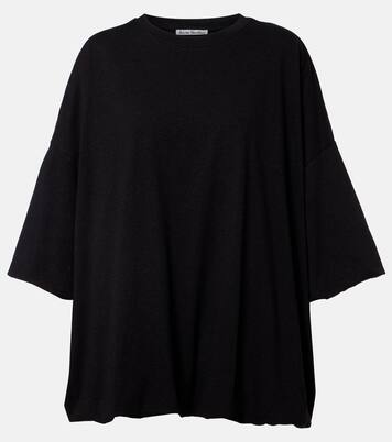 Eniko logo gathered cotton-blend jersey T-shirt | Acne Studios