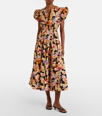 Vestido midi Marin en popelín de algodón de algodón | Ulla Johnson