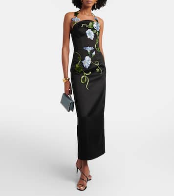 Abito lungo con applicazioni floreali | Leo Lin