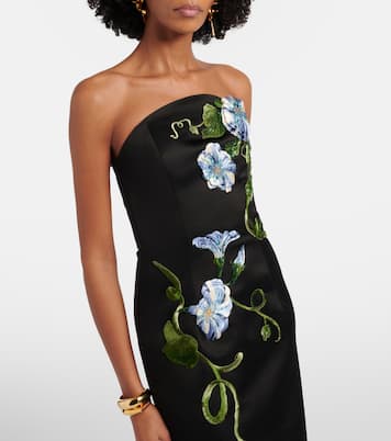 Abito lungo con applicazioni floreali | Leo Lin