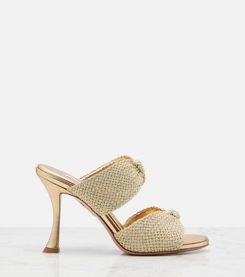 Smile raffia-effect mules | Aquazzura