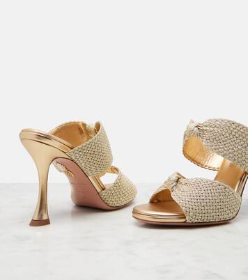 Smile raffia-effect mules | Aquazzura