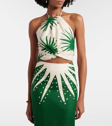 Top court Lodi en lin imprimé | Cala de la Cruz