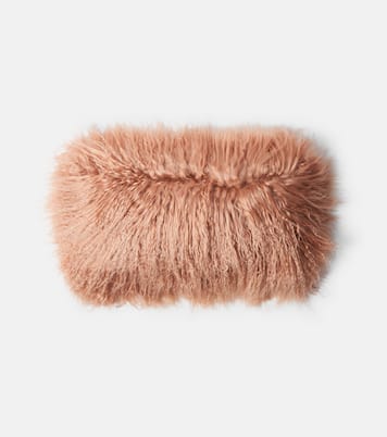 Shearling and linen cushion | Maison de Vacances