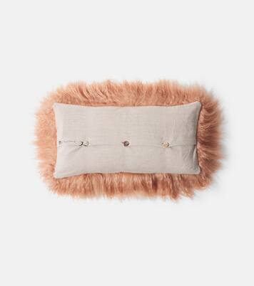 Shearling and linen cushion | Maison de Vacances