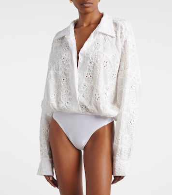 Broderie anglaise cotton miniskirt | Norma Kamali