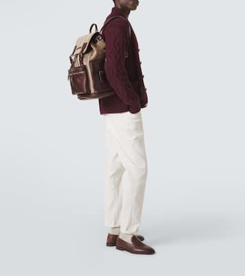 Leather-trimmed canvas backpack | Brunello Cucinelli