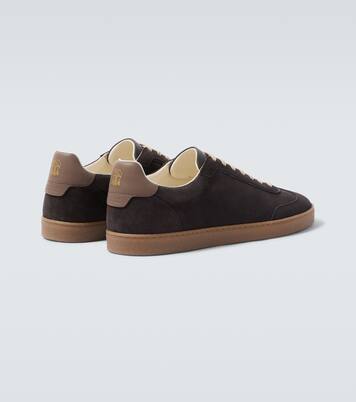 Leather-trimmed suede sneakers | Brunello Cucinelli