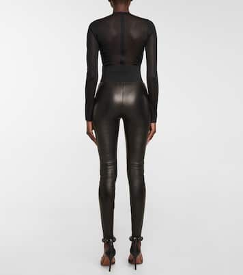 Legging à taille haute en cuir | Alaïa
