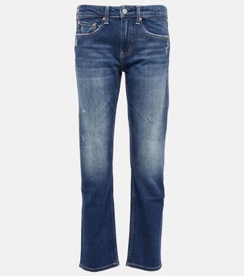 Jean raccourci Girlfriend à taille mi-haute | AG Jeans