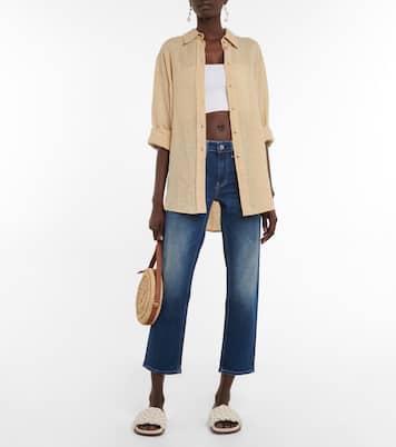 Jean raccourci Girlfriend à taille mi-haute | AG Jeans