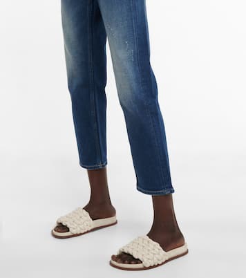 Jean raccourci Girlfriend à taille mi-haute | AG Jeans