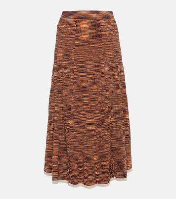 Space-dyed pleated knit midi skirt | Simkhai