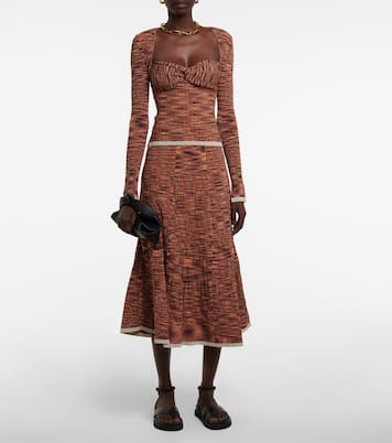 Space-dyed pleated knit midi skirt | Simkhai