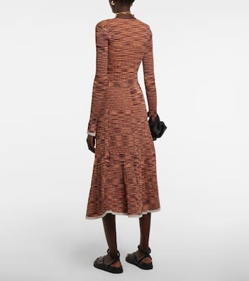 Space-dyed pleated knit midi skirt | Simkhai