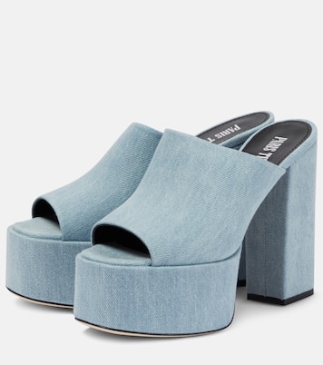 Plateau-Pantoletten Sasha aus Denim | Paris Texas