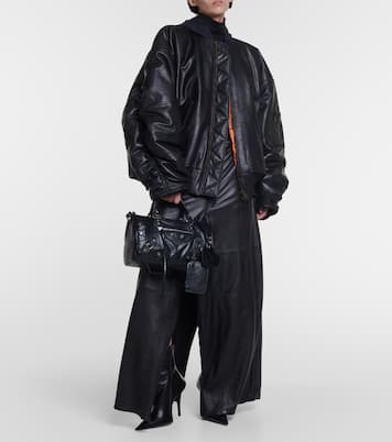 Oversized leather bomber jacket | Balenciaga