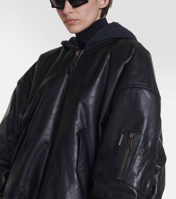 Oversized leather bomber jacket | Balenciaga