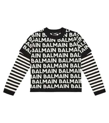 Logo intarsia wool-blend sweater | Balmain Kids