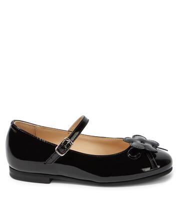 Floral-appliqué patent leather ballet flats | Il Gufo