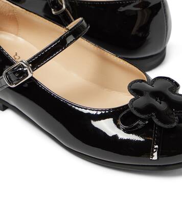 Floral-appliqué patent leather ballet flats | Il Gufo