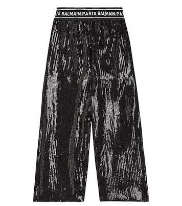 Pantaloni a gamba larga con paillette | Balmain Kids