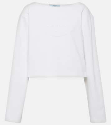 Top raccourci en coton à logo | Prada