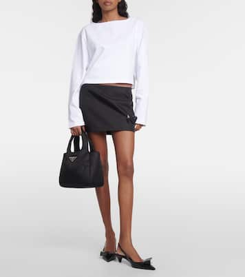 Top raccourci en coton à logo | Prada