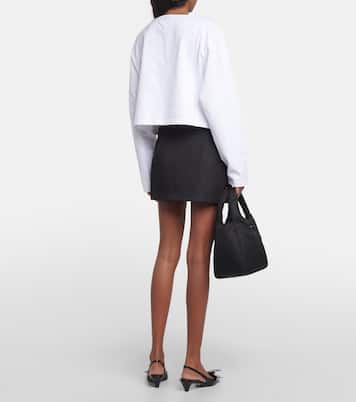Top raccourci en coton à logo | Prada