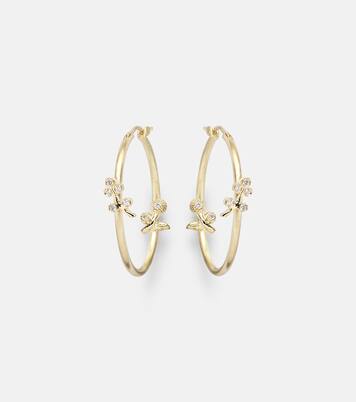 Lavender Medium 18kt gold hoop earrings with diamonds | Ileana Makri