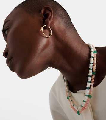 Lavender Medium 18kt gold hoop earrings with diamonds | Ileana Makri