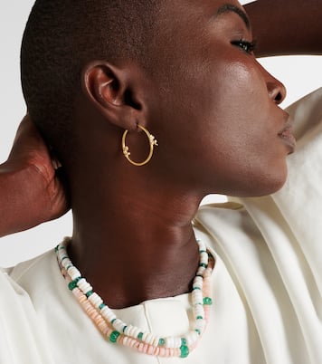 Lavender Medium 18kt gold hoop earrings with diamonds | Ileana Makri