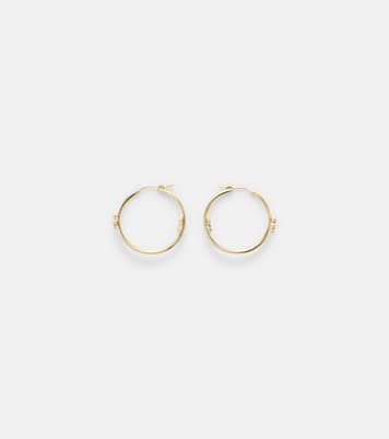 Lavender Medium 18kt gold hoop earrings with diamonds | Ileana Makri