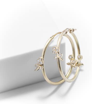 Lavender Medium 18kt gold hoop earrings with diamonds | Ileana Makri